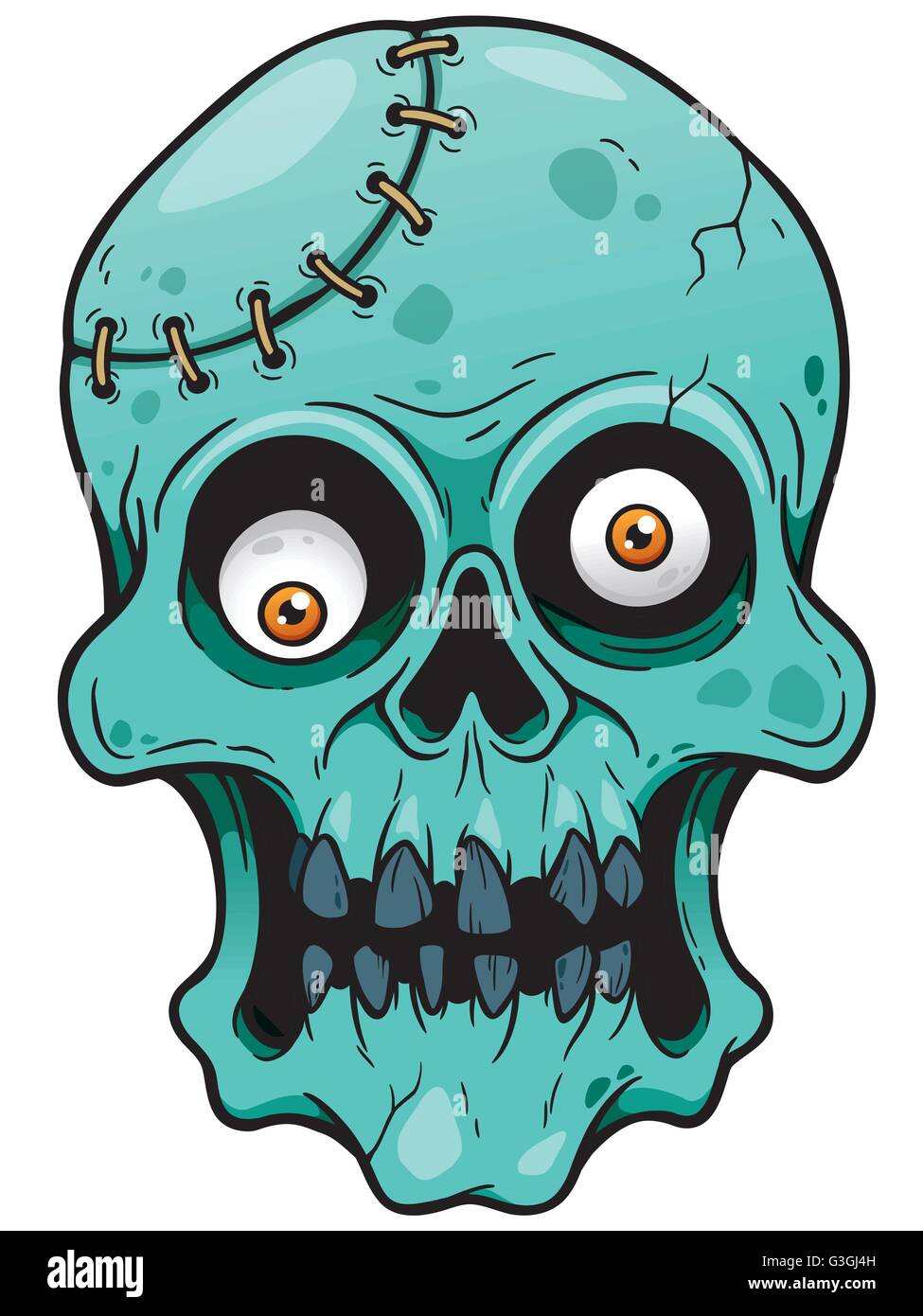 Vektor-Illustration Karikatur Zombie-Gesicht Stock Vektor