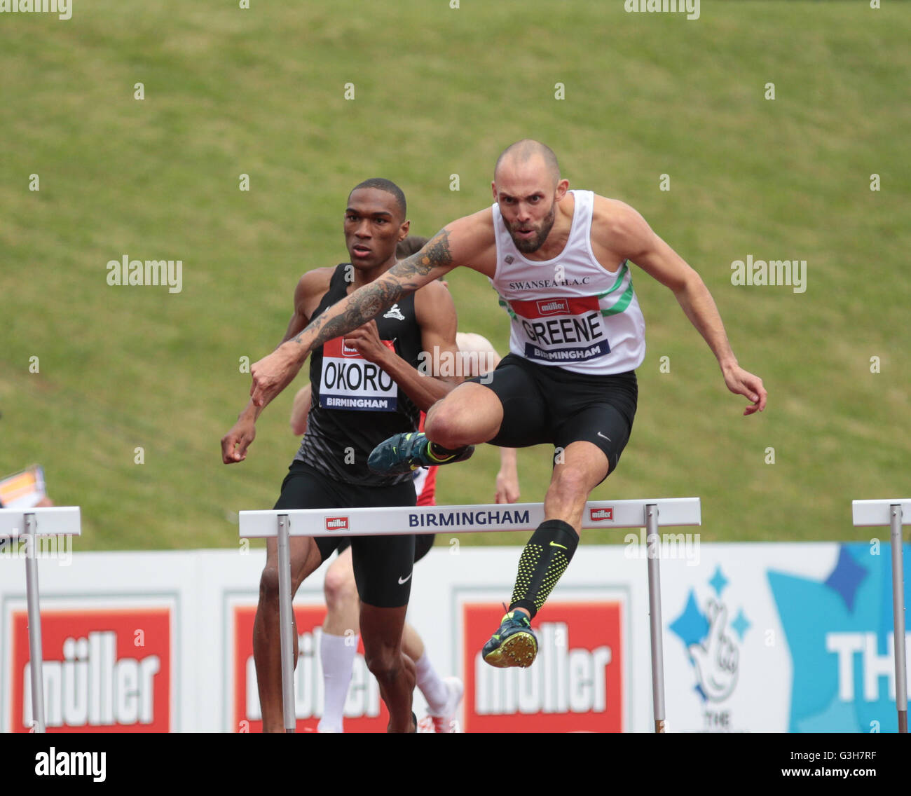 Birmingham, Vereinigtes Königreich. 25. Juni 2016. Britische Meisterschaften, Alexander Stadium, Birmingham. Dai Grün in die 400m Hürden-Credit: Peter Lopeman/Alamy Live News Stockfoto