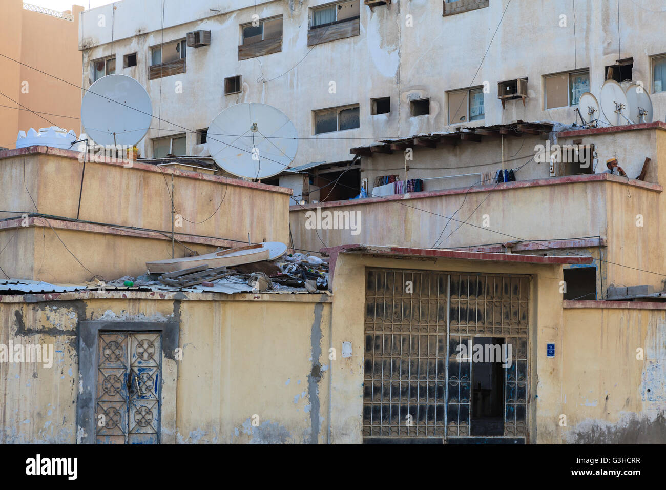 Verschwindende Doha, Gebäude im alten Teil des Stadtzentrums. Stockfoto