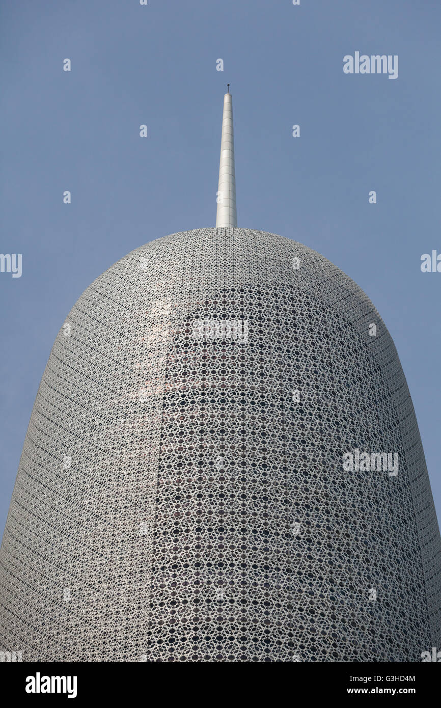 Doha Tower externe Detail. Burj Doha. Burj Katar. Traditionelle islamische Muster. Stockfoto