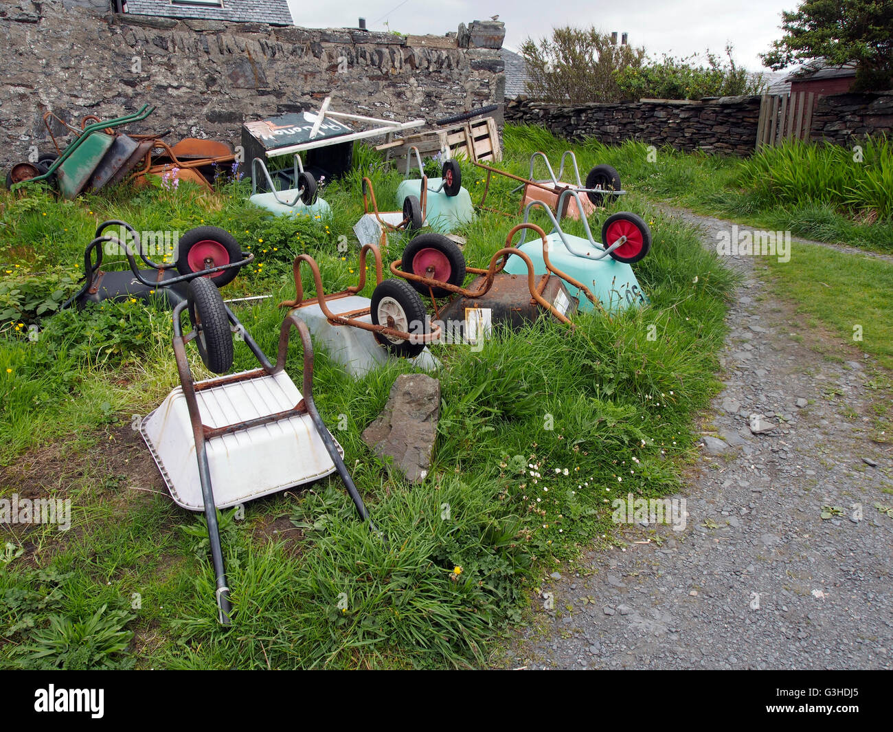 Schubkarren, Easdale Insel Stockfoto