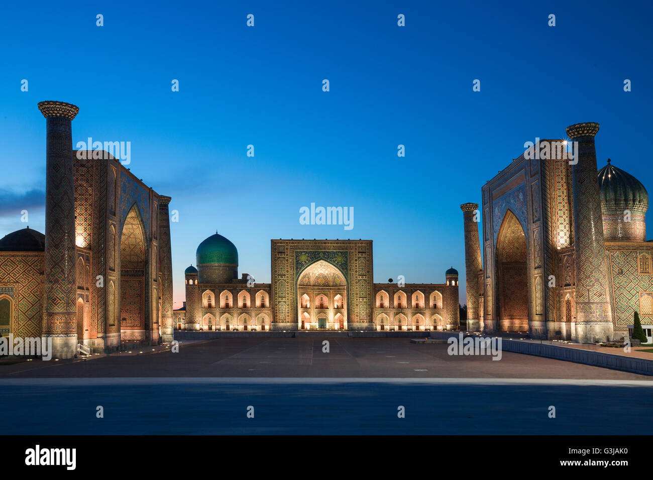 Registan-Platz in Samarkand, Usbekistan Stockfoto