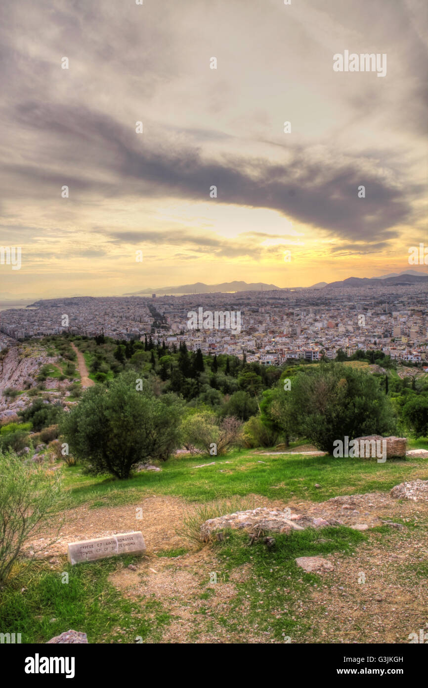 Panoramablick über Athen Stockfoto