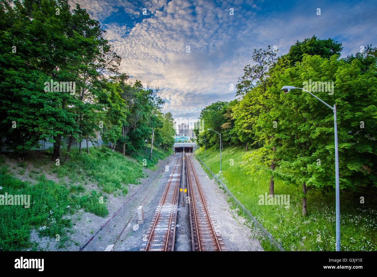 Blick auf u Bahnen in Midtown, Toronto, Ontario. Stockfoto