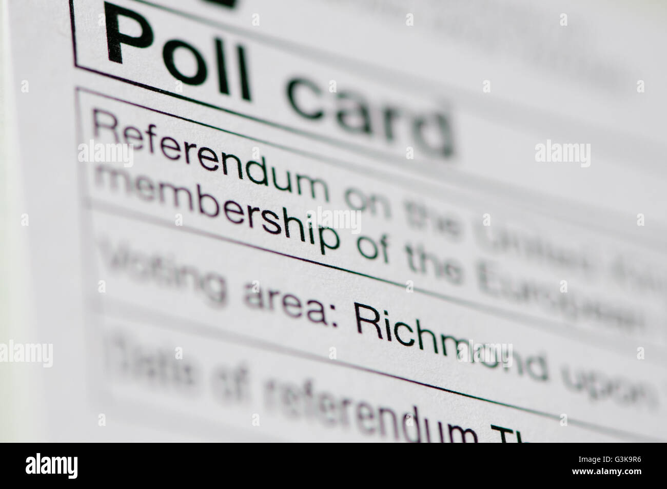 Umfrage-Karte Referendum Stockfoto