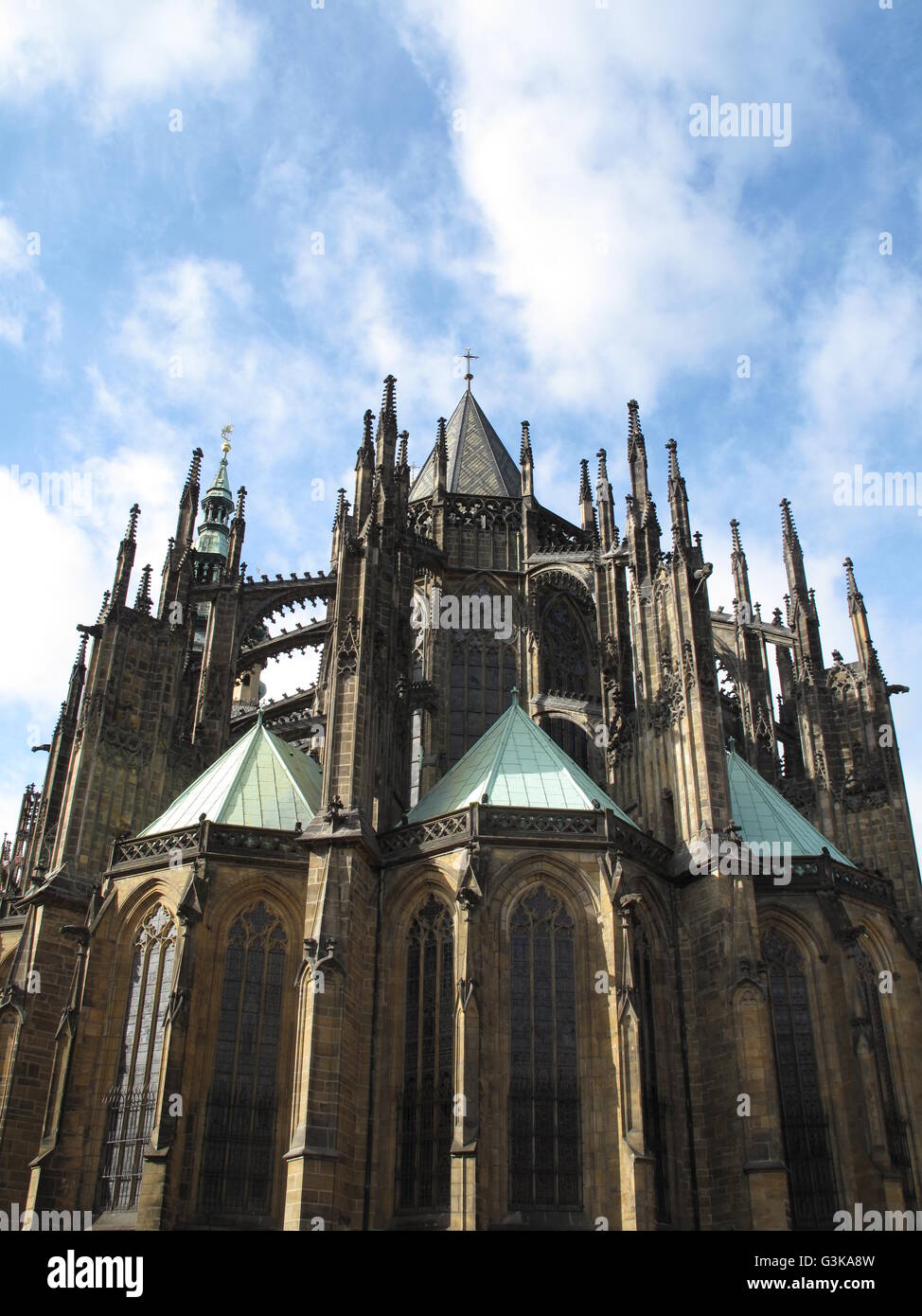 Prag, St. Vitus Cathedral, gotische Architektur Stockfoto