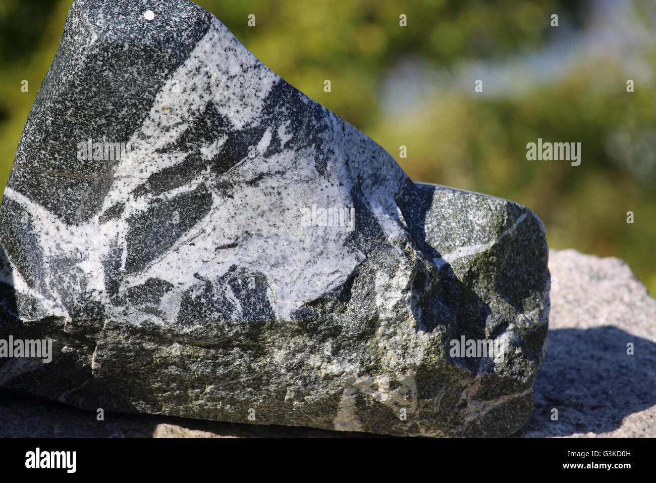 Brekzie grauen großen Stein im freien Natur poliert Stockfoto