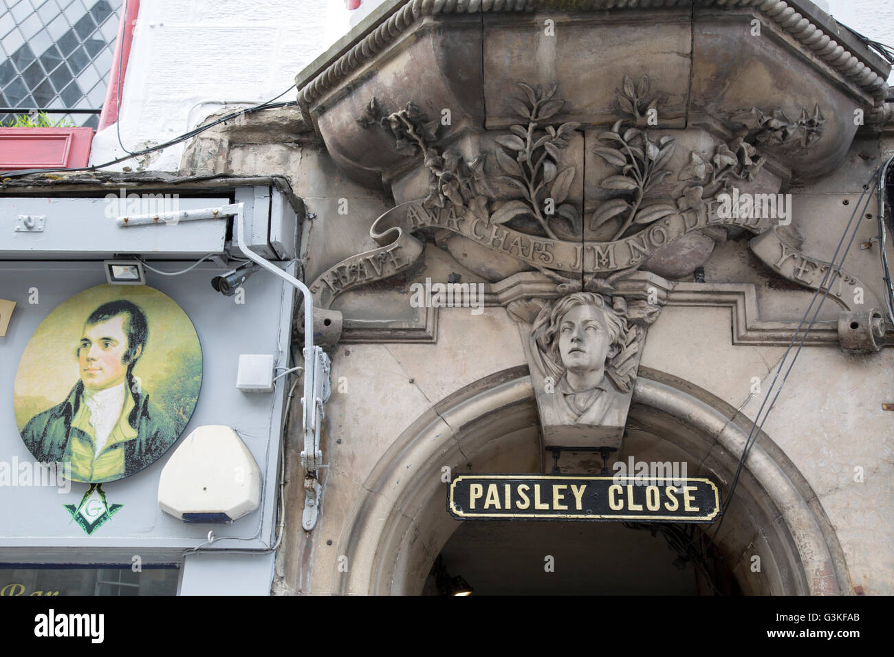 Paisley schließen und Rabbie Burns Whisky-Bar; Edinburgh; Schottland Stockfoto