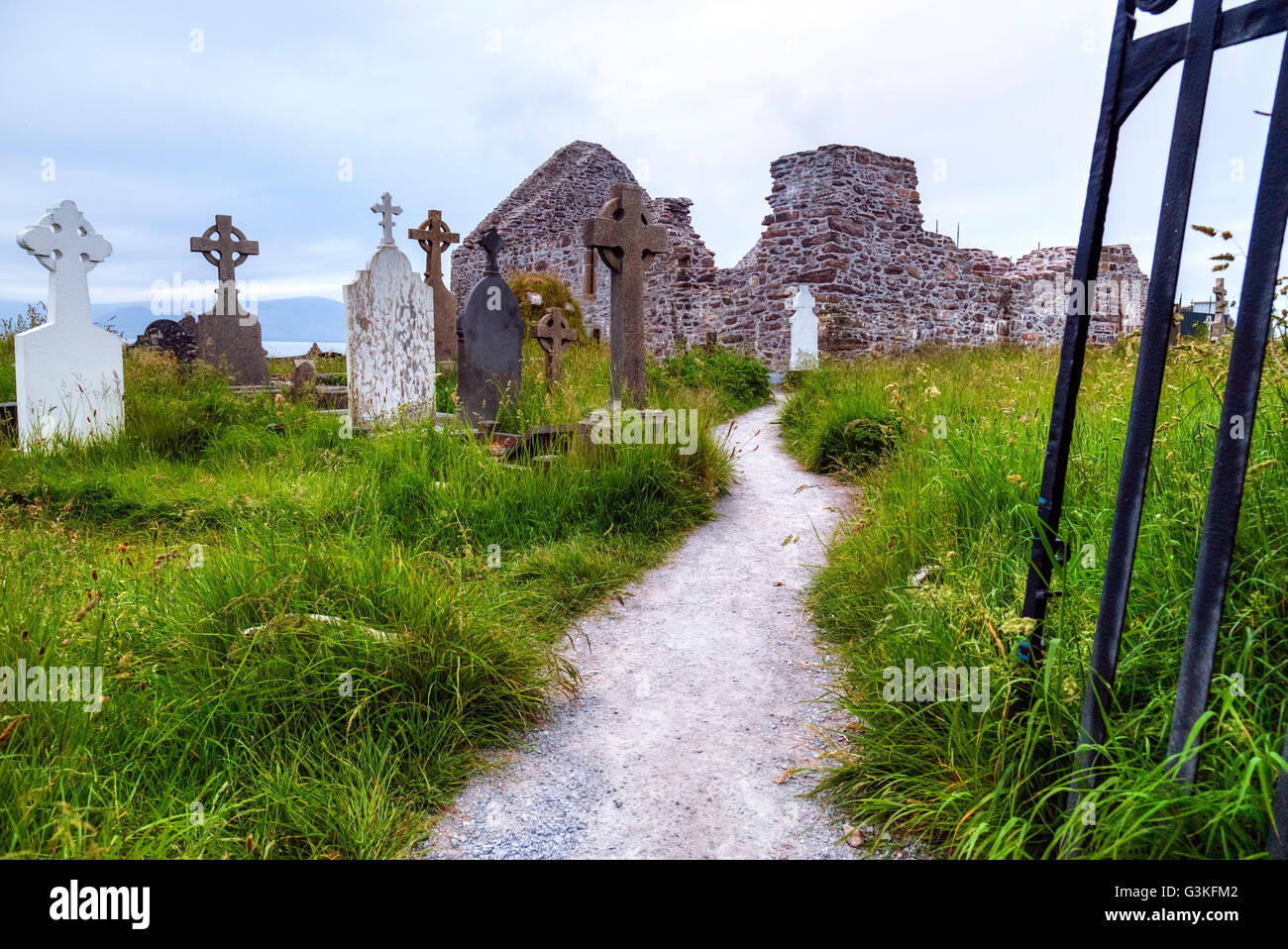 Ballingskelligs Abbey, Baile ein Sceilg, Iveragh-Halbinsel, County Kerry, Irland, Europa Stockfoto