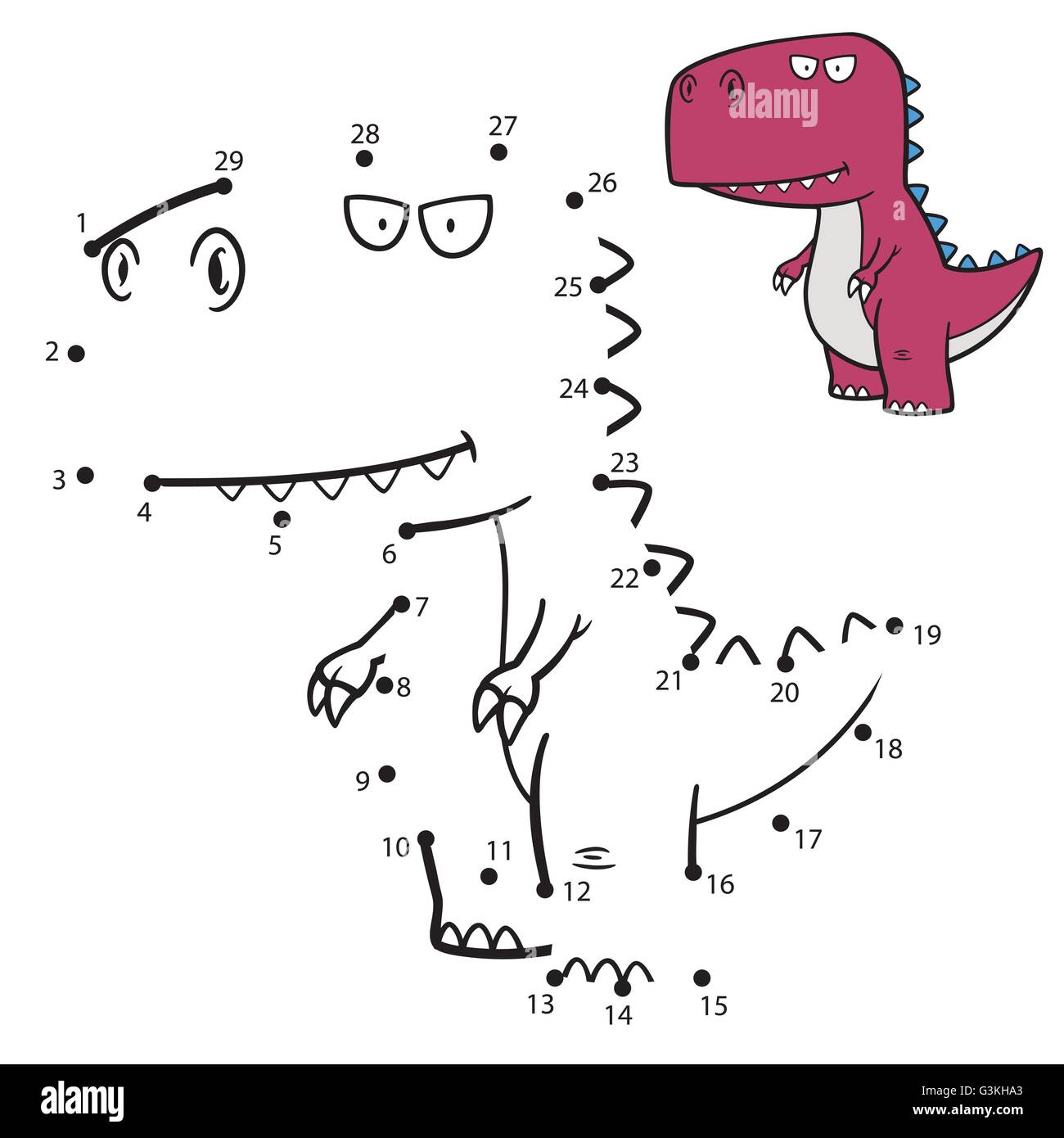 Vektor-Illustration von Bildung Zahlenspiel Dinosaurier Stock Vektor