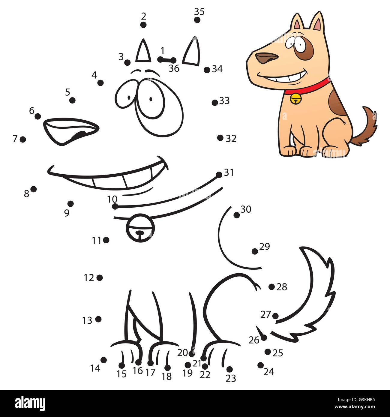 Vektor-Illustration von Bildung Zahlenspiel Hund Stock Vektor