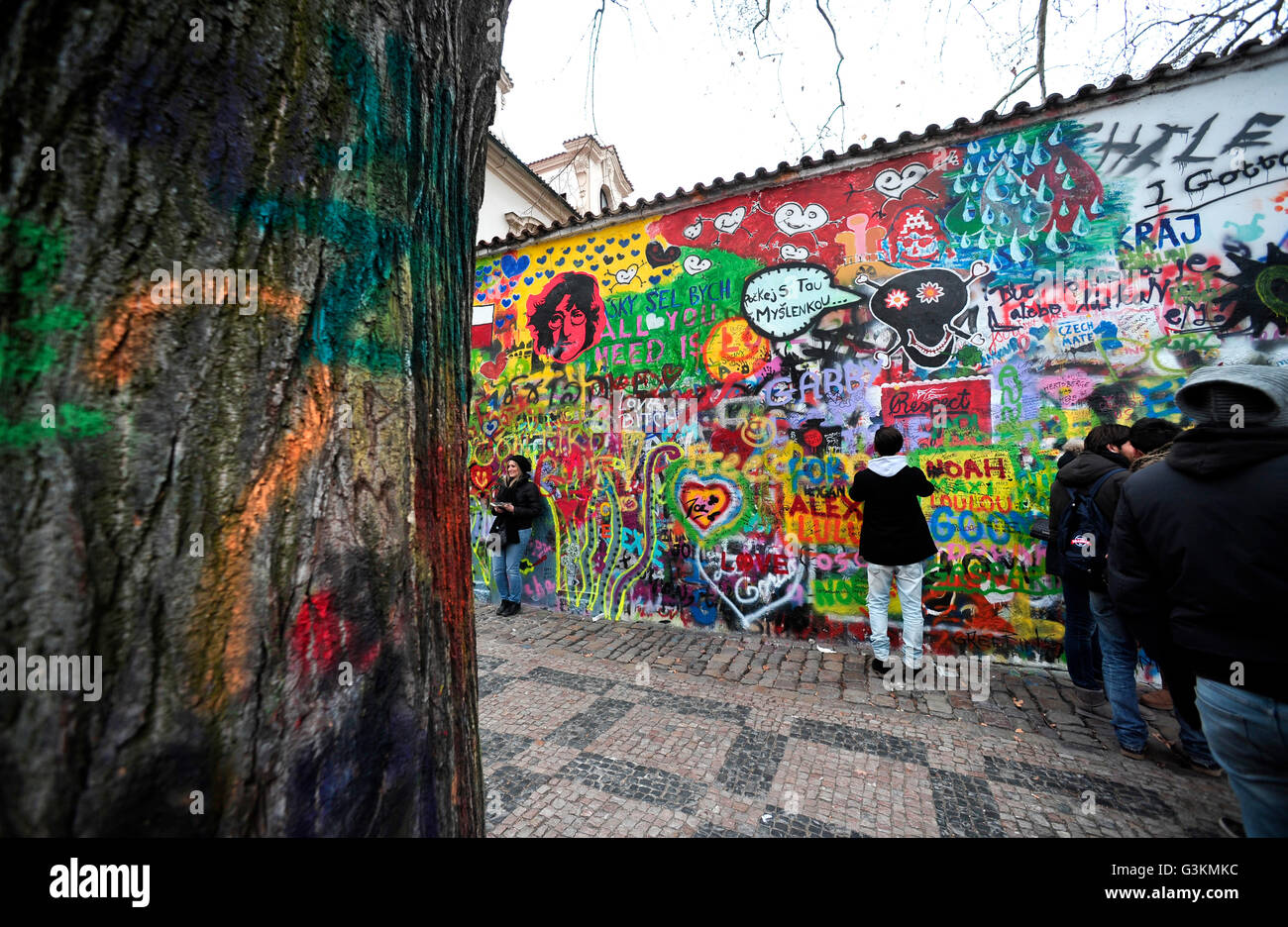 John-Lennon-Mauer, Prag Stockfoto