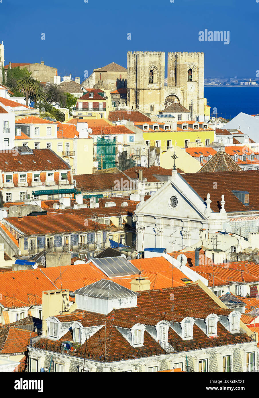 Stadtzentrum von Lissabon, Erhöhte Ansicht, Lissabon, Portugal Stockfoto