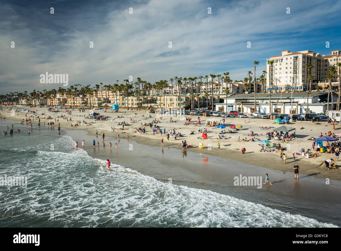 Blick auf den Strand in Oceanside, Kalifornien. Stockfoto