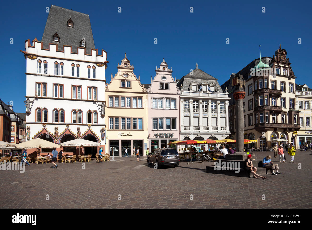 Das Marktkreuz überqueren am Hauptmarkt Hauptmarkt, Trier, Rheinland-Pfalz, PublicGround Stockfoto