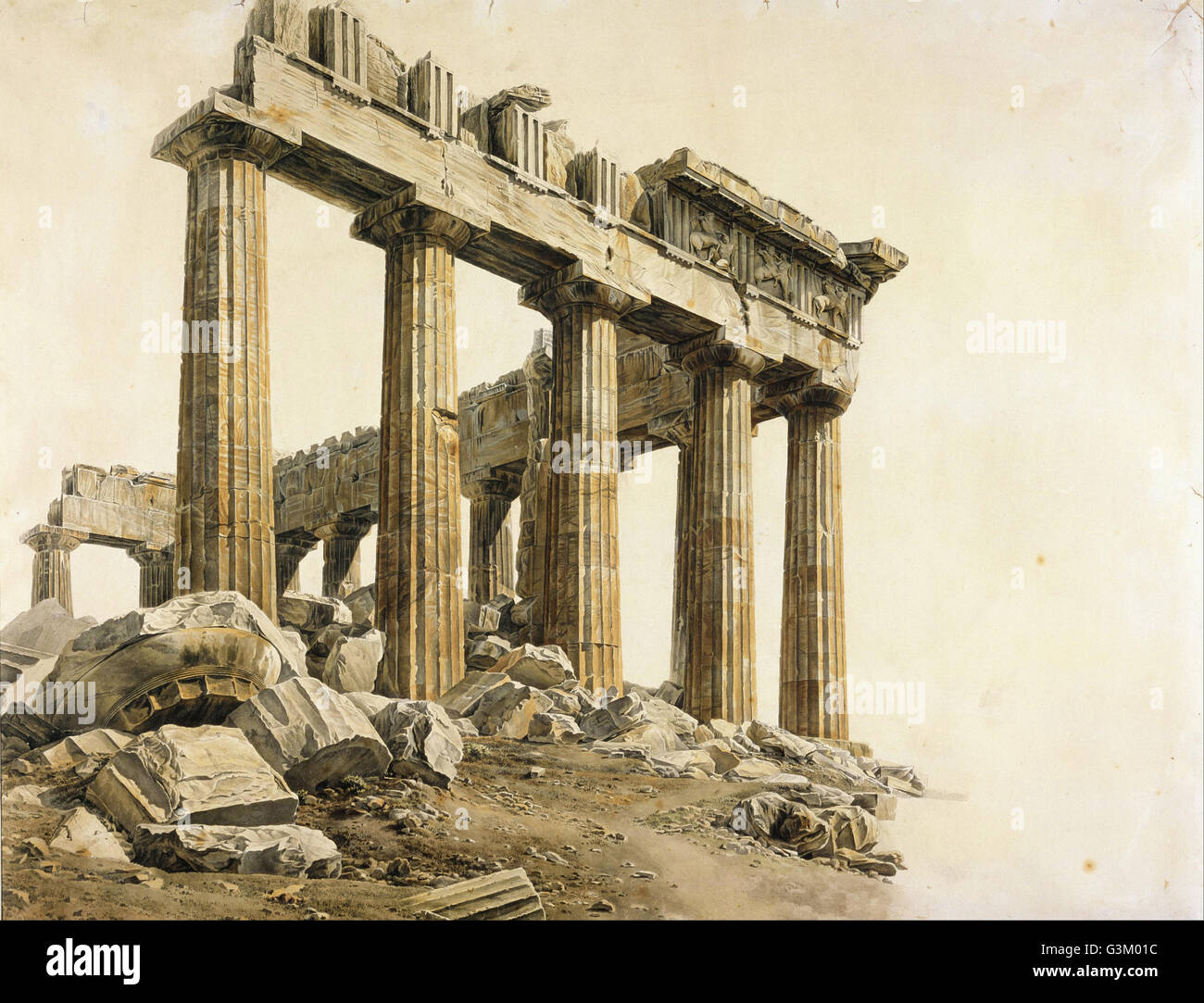 Giovanni Battista Lusieri - der Süd-Ost-Ecke des Parthenon, Athen Stockfoto