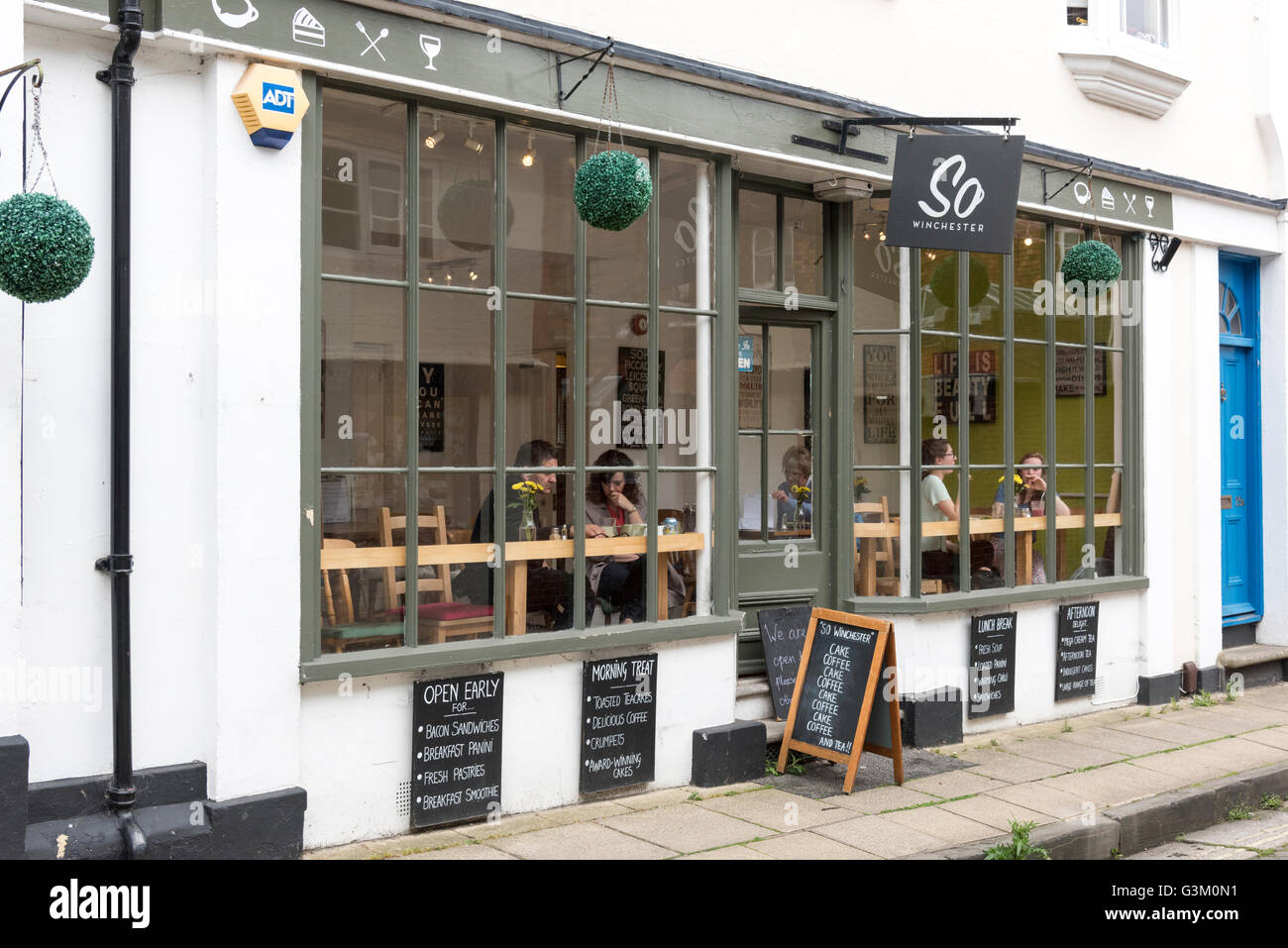 So Winchester-Coffee-Shop, Café oder Restaurant unterzeichnen Winchester UK Stockfoto