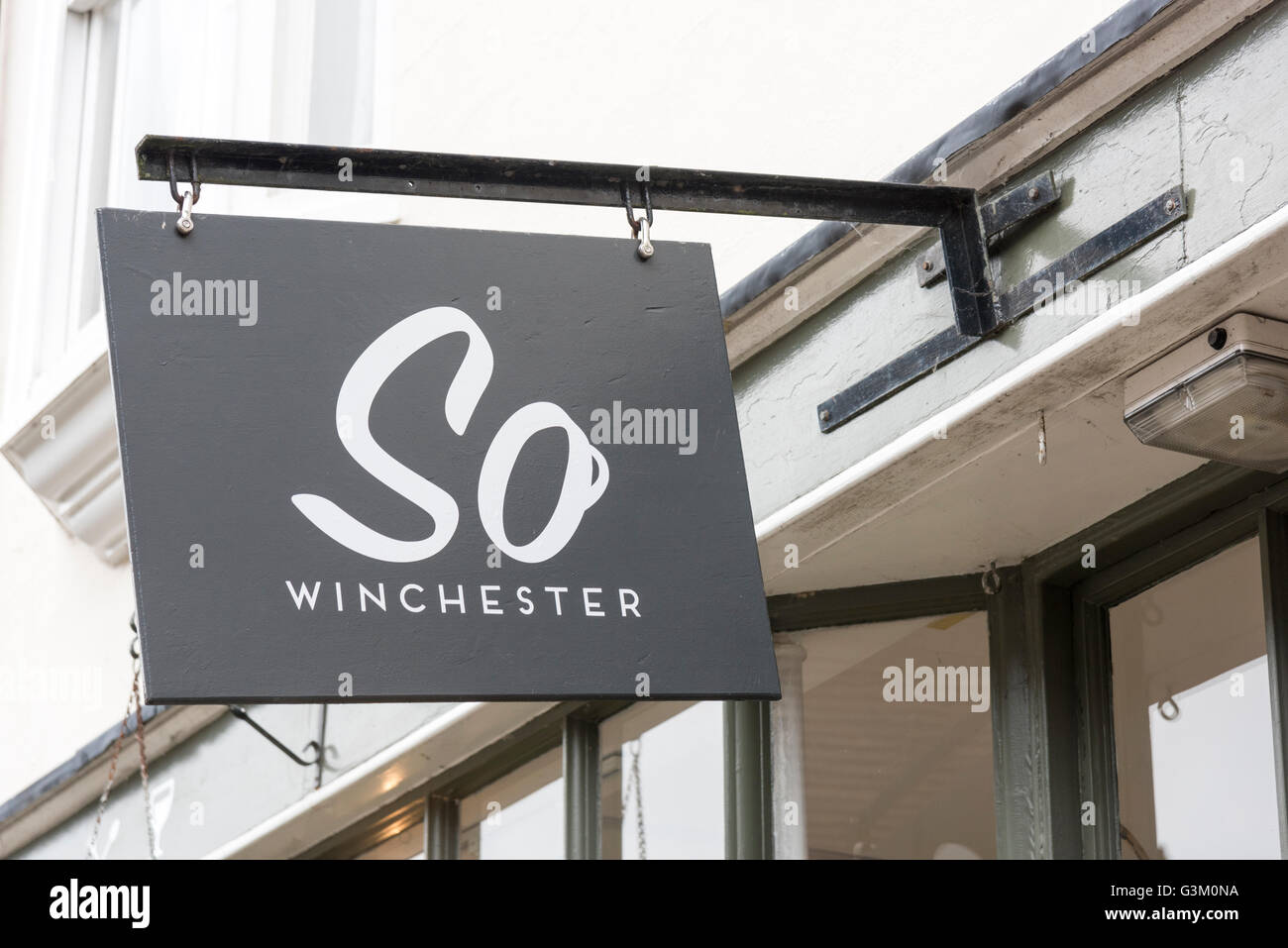 So Winchester-Coffee-Shop, Café oder Restaurant unterzeichnen Winchester UK Stockfoto