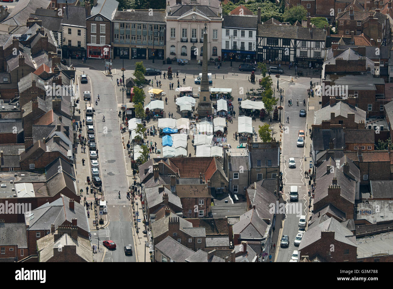 Eine Luftaufnahme von Ripon outdoor-Markt Stockfoto