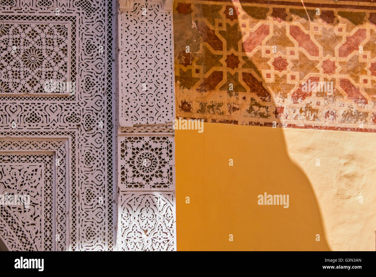 Detail der dekorativen im Nahen und Mittleren Osten Wandfliesen, Marokko Stockfoto