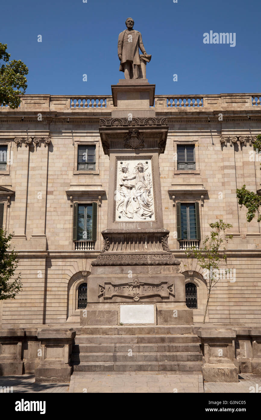 Statue von Antonio Lopez am Placa d Antoni Lopez quadratisch, Barcelona, Katalonien, Spanien, Europa, PublicGround Stockfoto