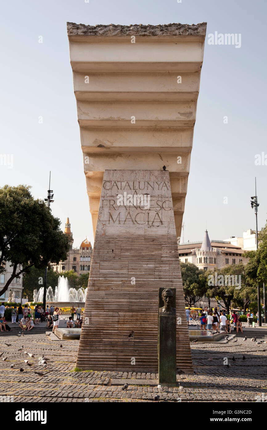 Denkmal für Francesc Macia, Placa de Catalunya, Barcelona, Katalonien, Spanien, Europa, PublicGround Stockfoto