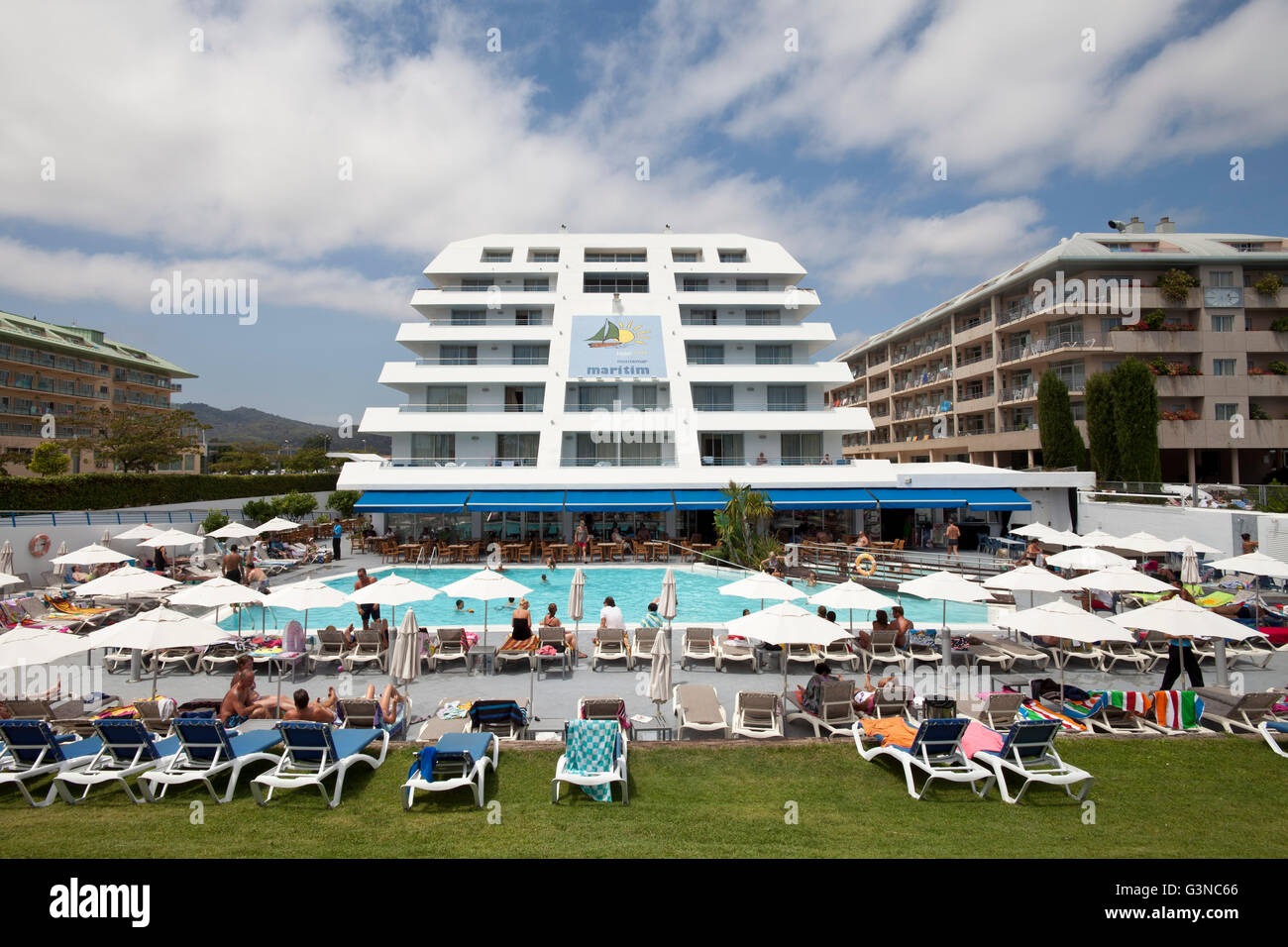 Montemar Maritim Hotel, ein 4-Sterne-Hotel mit Schwimmbad, Santa Susanna, Costa del Maresme, Katalonien, Spanien, Europa Stockfoto