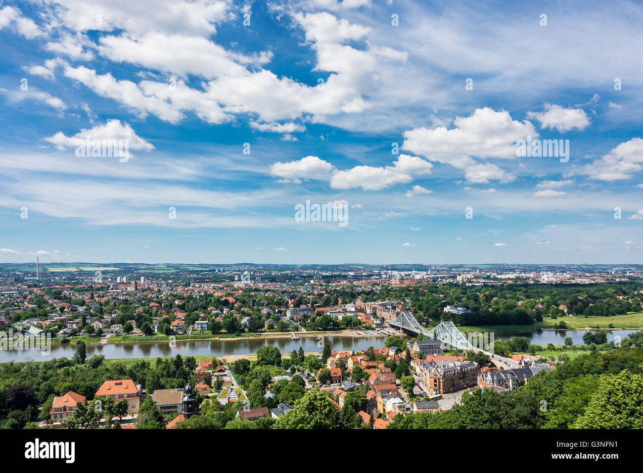 Blick über die Elbe in Dresden (Deutschland) Stockfoto