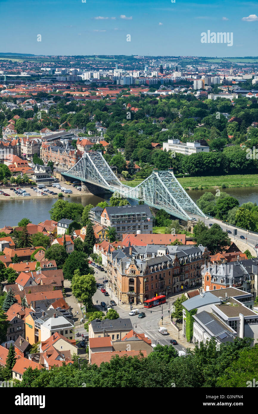 Blick über die Elbe in Dresden (Deutschland) Stockfoto