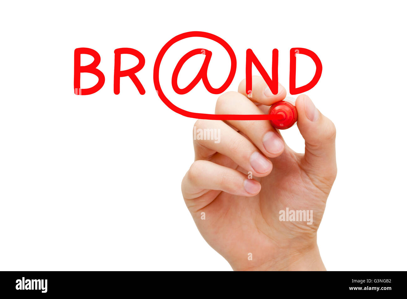 Handschrift Marke mit roten Markierung auf transparente wischen. Stockfoto