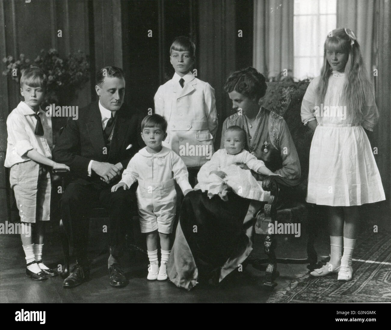 Roosevelt und Familie zu Hause in der Zeit FDR war Secretary Of The Navy. Stockfoto
