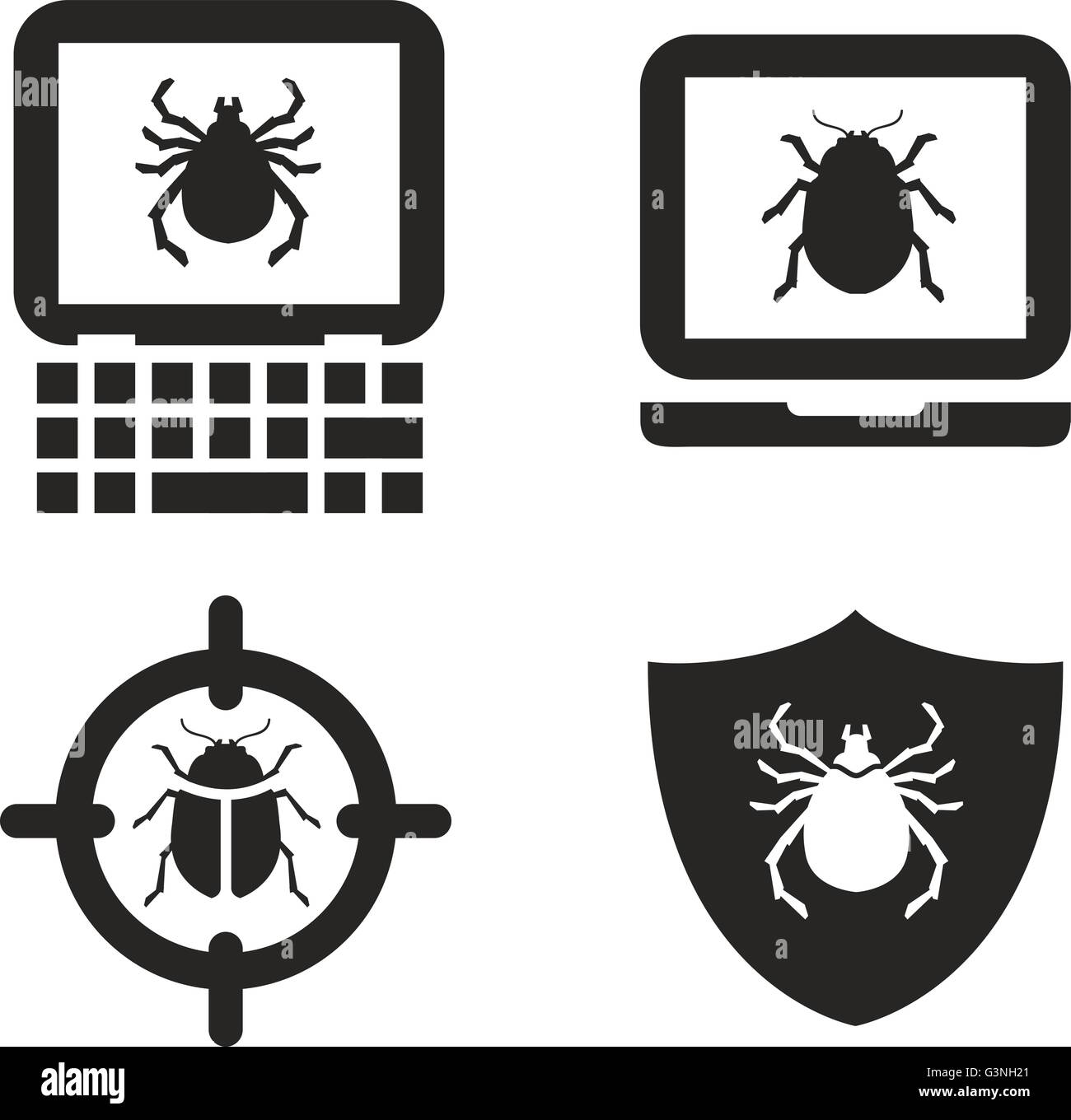 Antivirus-Symbol. Laptop, Computer, pc-Zeichen oder Piktogramm Stock Vektor