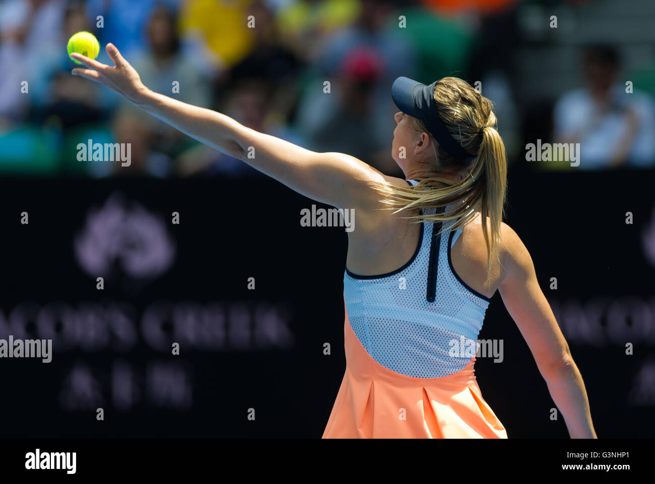 Maria Sharapova in Aktion bei den Australian Open 2016 Stockfoto