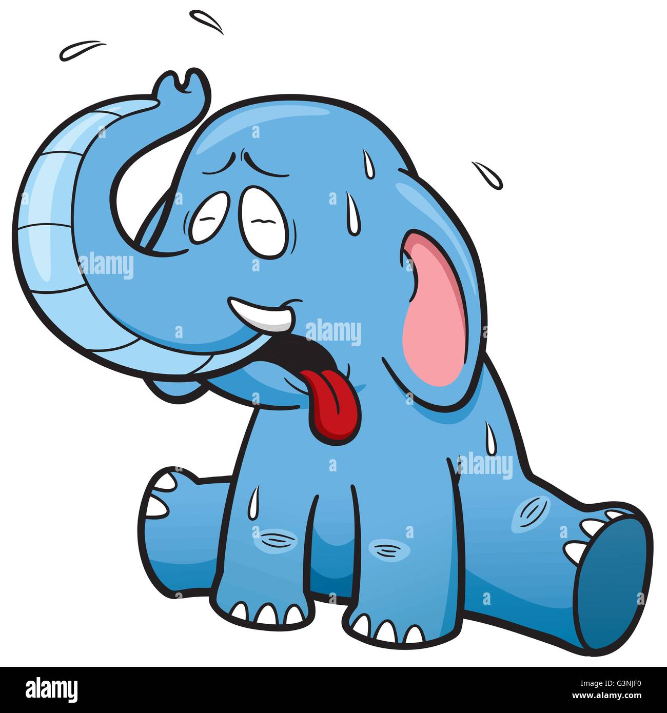 Vector Illustration von Cartoon Elefant bei heißem Wetter Stock Vektor
