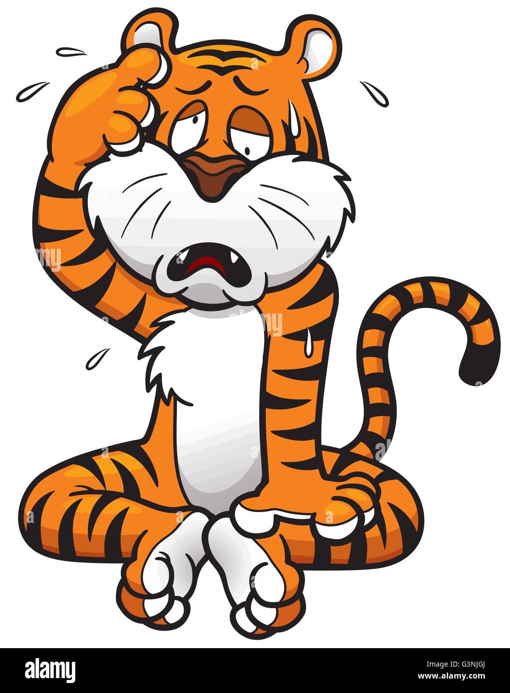 Vector Illustration von Cartoon Tiger bei heißem Wetter Stock Vektor