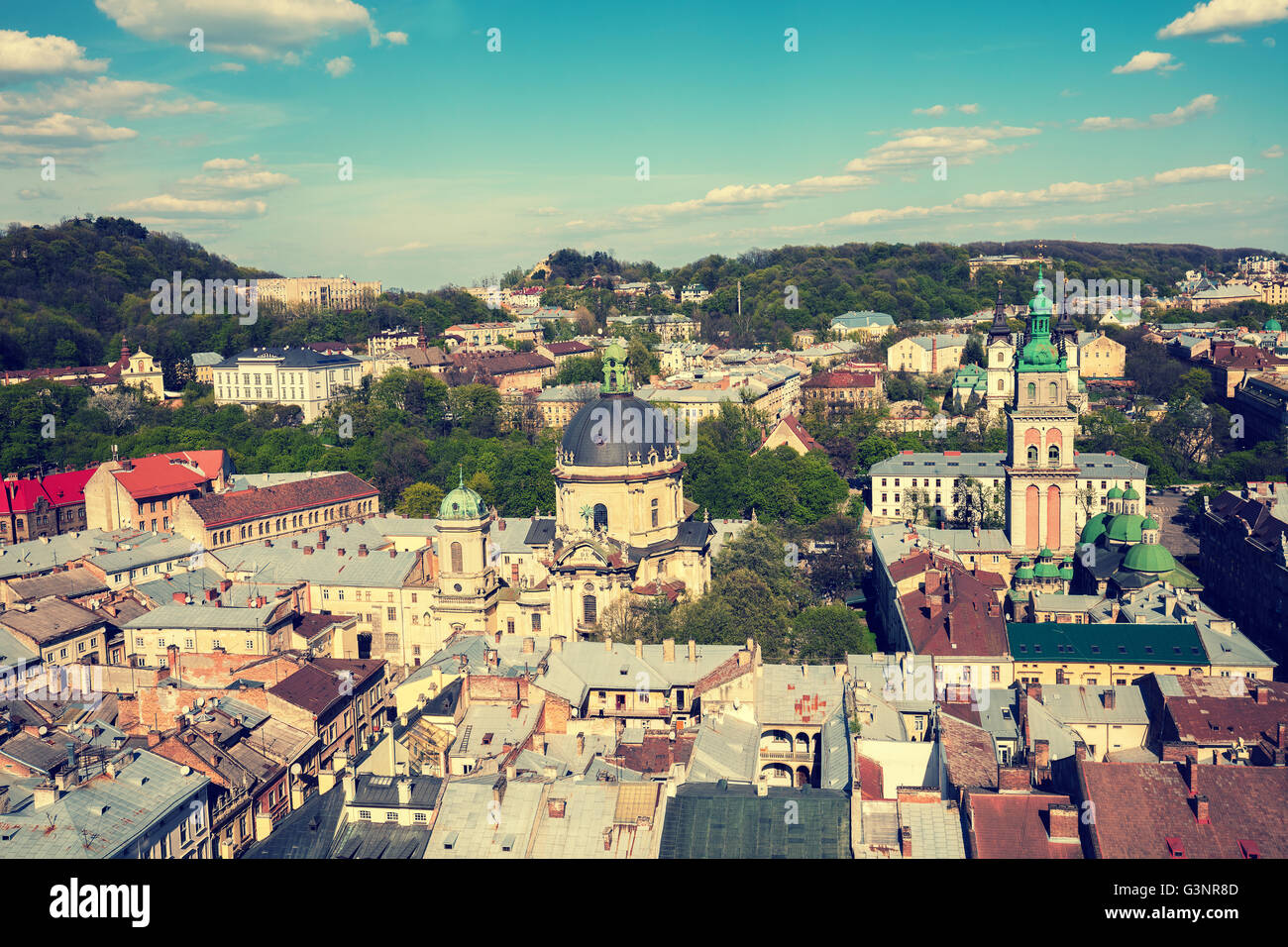 Panoramablick über Lviv Stadt, Ukraine, Europa Stockfoto