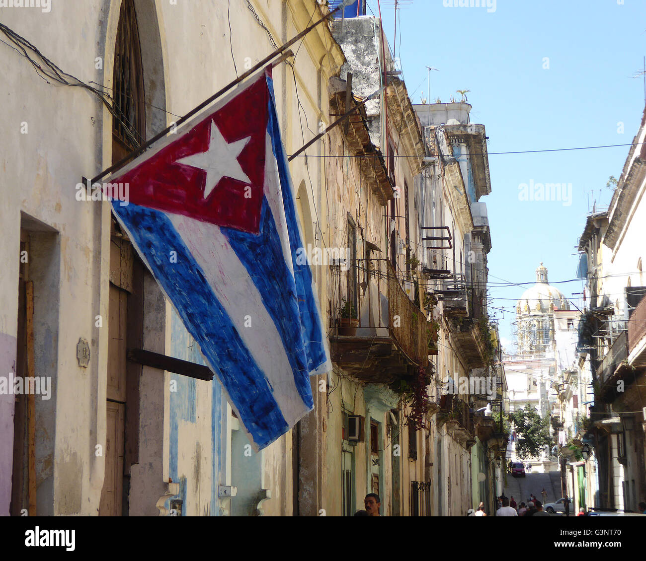 Havanna Kuba 2015 kubanischen handgemachte Flagge Stockfoto