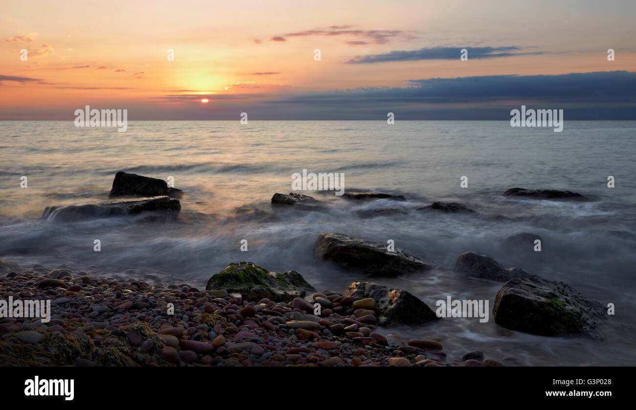 Götterdämmerung. Puçol Strand. Spanien. Stockfoto