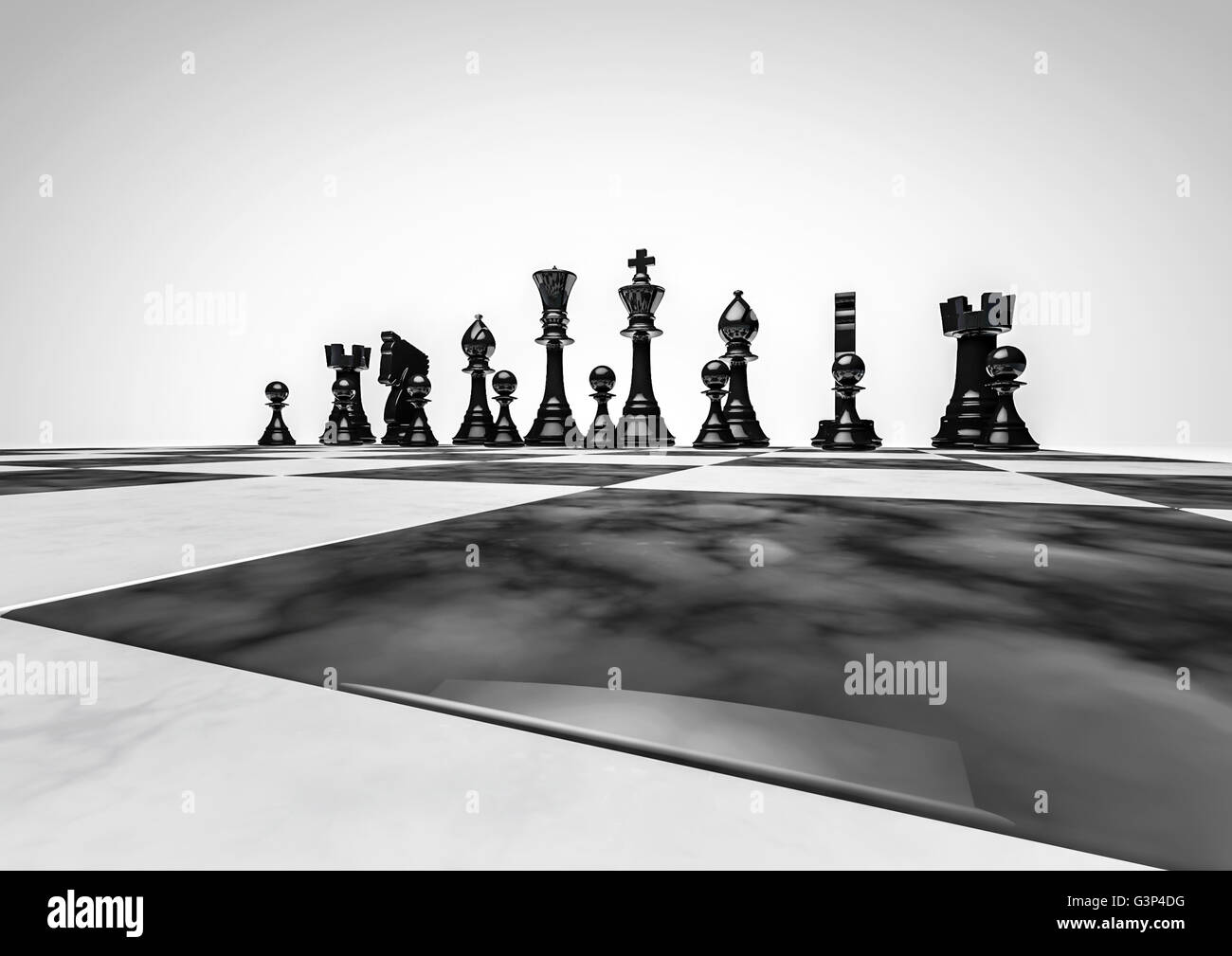 Schach Spiel / 3D Render von Schachfiguren Stockfoto