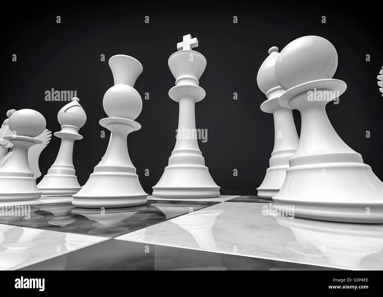 Schach Spiel / 3D Render von Schachfiguren Stockfoto