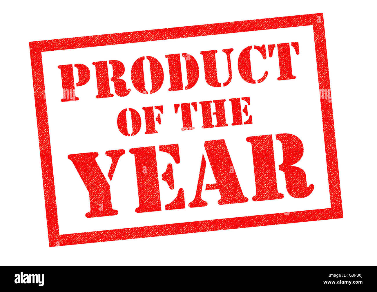 PRODUCT OF THE Jahr rote Stempel auf einem weißen Hintergrund. Stockfoto