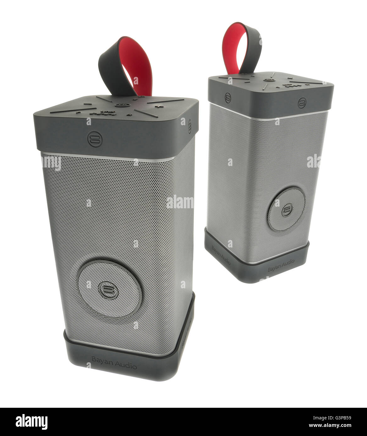 Bayan Audio Soundscene Outdoor-Lautsprecher. Tragbare drahtlose Bluetooth-Lautsprecher. Stockfoto
