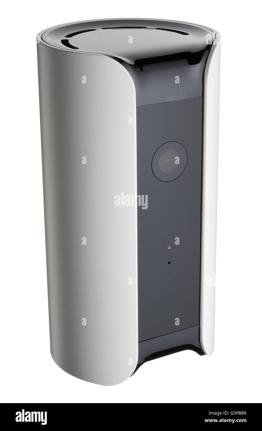 Kanarienvogel, Smartphone-app verbunden Sicherheitssystem. Kamera, Sirene und Video aufgenommen mit dem Internet-Server via w-LAN. Stockfoto