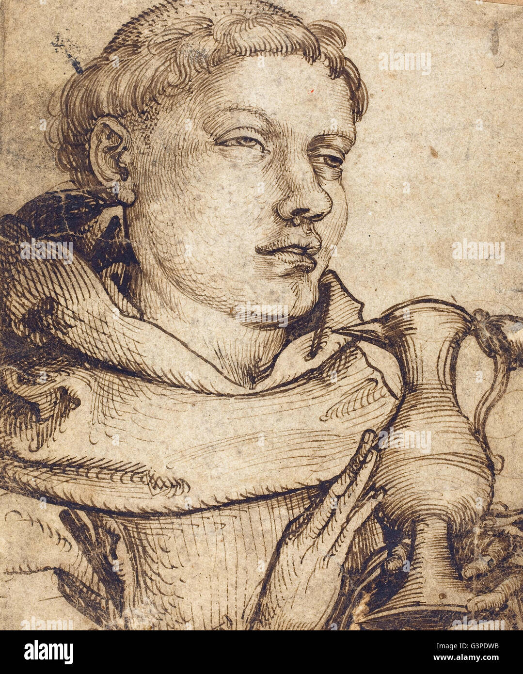 Martin Schongauer - Büste eines Mönchs Unterstützung bei Kommunion - National Gallery of Art, Washington DC Stockfoto