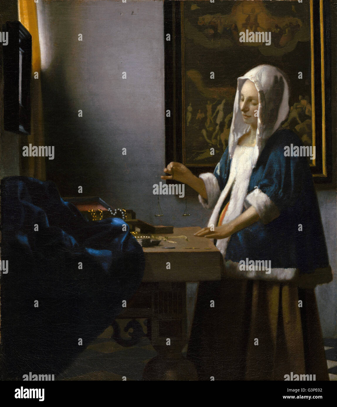 Johannes Vermeer - Frau hält eine Balance - National Gallery of Art, Washington DC Stockfoto