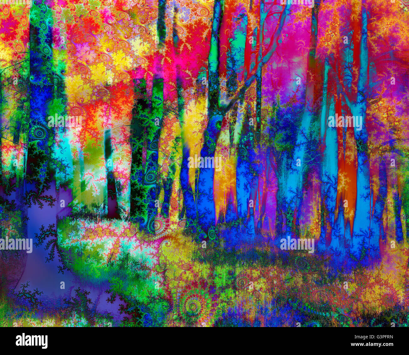 DIGITALE Kunst: Magische Wald - untere Dekane Holz, Oxfordshire, Großbritannien Stockfoto