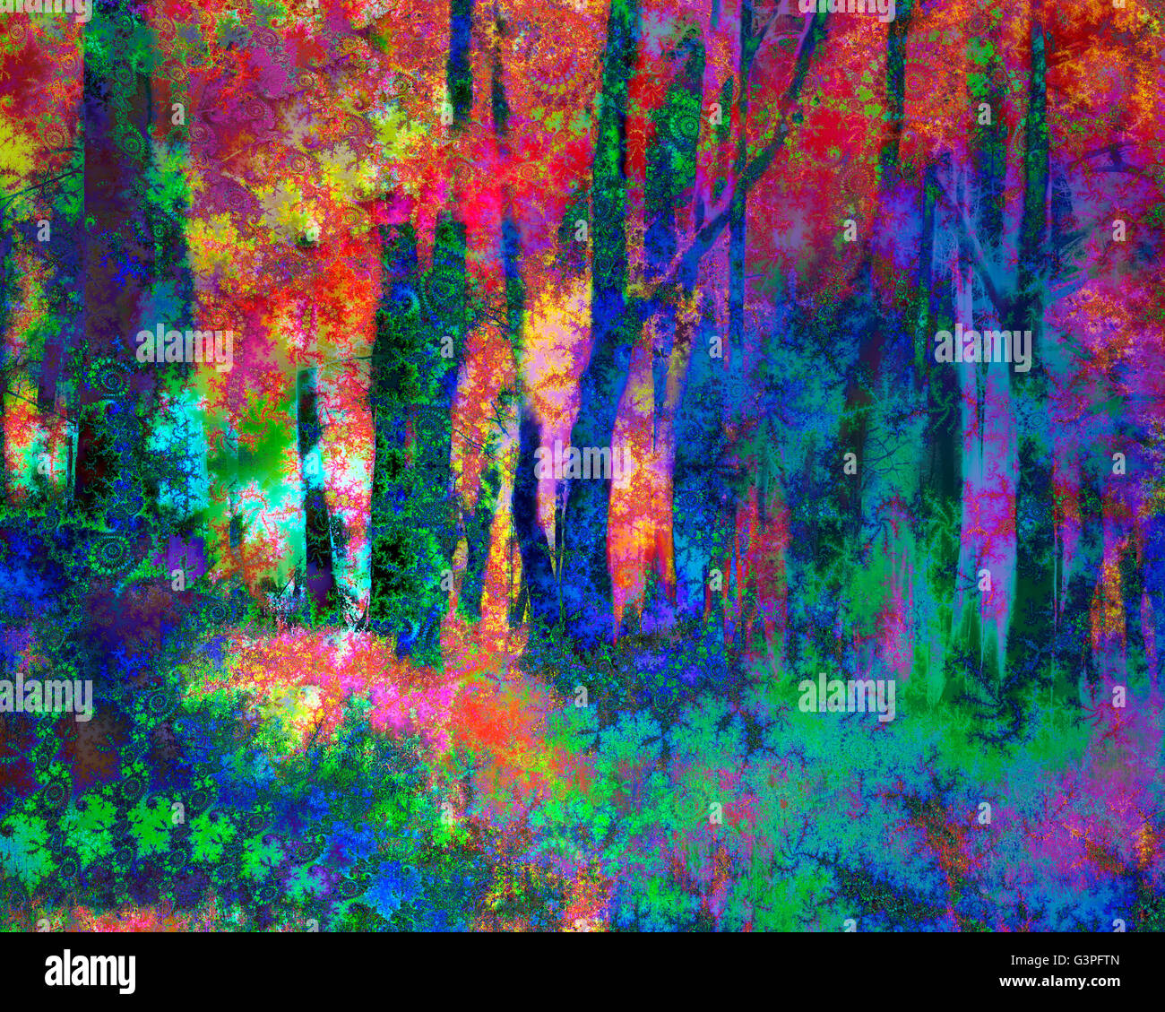 DIGITALE Kunst: Magische Wald - untere Dekane Holz, Oxfordshire, Großbritannien Stockfoto