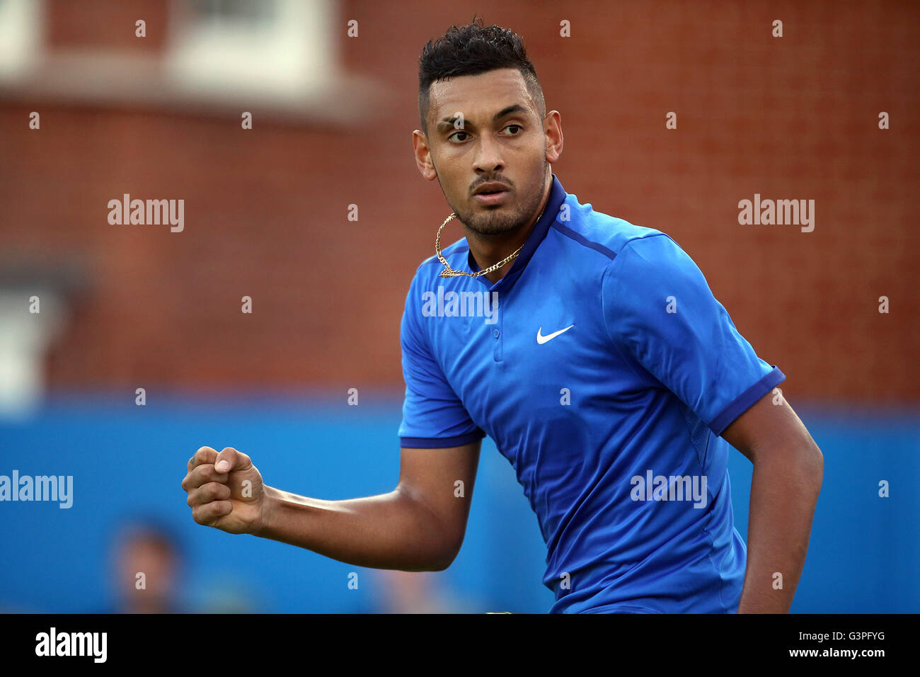 Australien-Nick Kyrgios reagieren tagsüber zwei 2016 AEGON Championships im Queen Club, London. Stockfoto