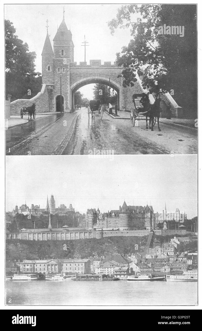 Kanada: Quebec; St Louis Tor & Allee; Schlösser Frontenac, von Levis, 1907 Stockfoto