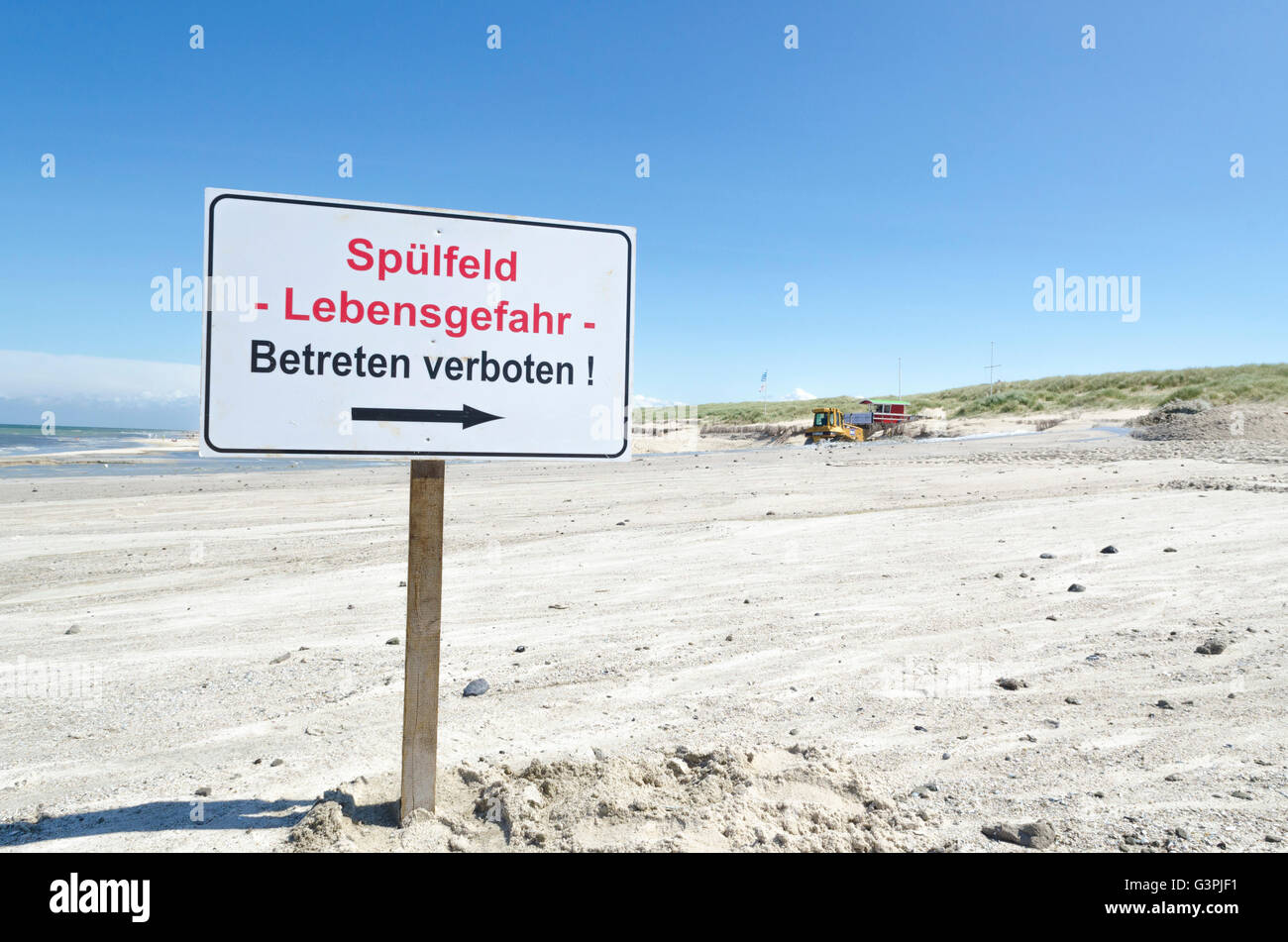 Küstenschutz auf Sylt, hydraulische füllen mit Sand im Jahr 2012, Strand von Kampen, Insel Sylt, Schleswig-Holstein Stockfoto